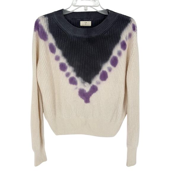 Anthropologie T.La Dahlia Tie Dye Crew Neck Sweater Thick Knit Chunky Size S - Picture 5 of 10